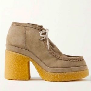 CHLOE | Jamie Suede Chunky Ankle Boots Tan Lace Up Platform Round Toe